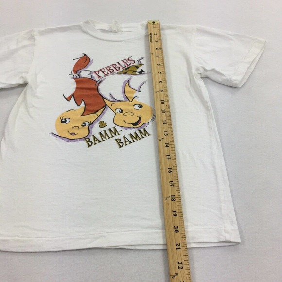 Vintage 1994 Flinstone Pebbles BamBam Single Stitch T-Shirt XL Youth White Kids - Picture 8 of 8